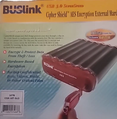 BUSlink USB 3.0 SuperSpeed CIPHER shield CSX-10TB-SU3 AES Encryption External... - Image 1 of 4