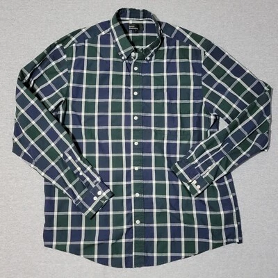 Marc Edwards Shirt Men's XLT Green Blue White Plaid Long Sleeve Button Down - Image 1 of 4