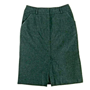 NINE & COMPANY Wool Blend 4 Skirt Charcoal Gray Side Piping Back Slit Lined EUC - Picture 1 of 9