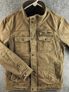 Levis kleine grüne Cargojacke durchgehender Reißverschluss Druckknopf gefüttert hoher Kragen Mantel Taschen Herren - Bild 1 von 23