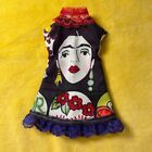 ShimmyShim Frida Kahlo face mini dress purple and red lace fit 12" doll