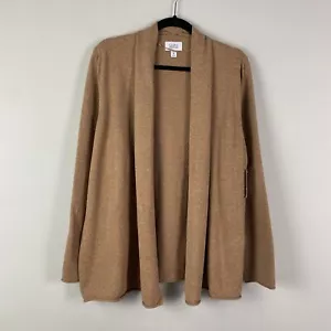 Croft & Barrow Cardigan Sweater Size 0X Tan Open Front Knit Long Sleeve - Picture 1 of 10