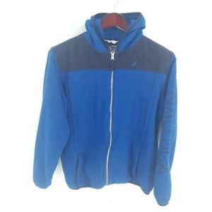 Nautica Jacket Boys XL 18/20 Fleece Hooded Full Zip Two Tone Blue - Picture 1 of 8