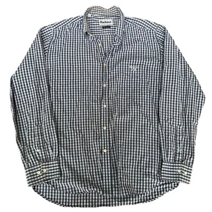 Barbour Regular Fit Checkered Blue Gray Long Sleeve Button-Down Shirt Mens Sz S - Foto 1 di 11