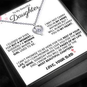 To My Daughter, 925 Sterling Silver pendant Necklace, Daughter Gift from Dad. - Picture 1 of 5