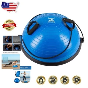 Portable Balance Ball Trainer with Fitness Resistance Bands & Quick Inflate Pump - Picture 1 of 9