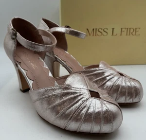 Miss L Fire Amber Leather Court Heels Copper Sparkle Size 39 & 38 EU FS - Picture 1 of 8