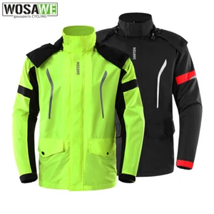 WOSAWE Cycling Waterproof Hooded Raincoat Motorbike Breathable Windproof Jacket - Picture 1 of 20