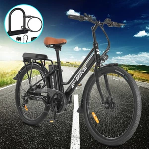 26inch E-Bike Electric Bike for Adults Motor City Bicycle Commuter Ebike W/Lock - Picture 1 of 13