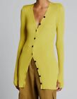 $900 Petar Petrov Women's Yellow Silk Ribbed Cardigan Sweater Size IT 38/ US 2