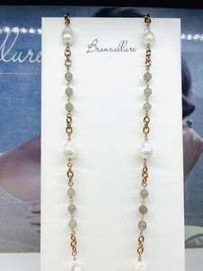 Collana in Acciaio Laminata In Oro 18kt Rosè Gold Perle Bronzallure 100 Cm - Imagen 1 de 9