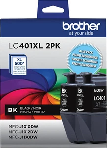 Brother Genuine LC401XL 2PK High Yield 2-Pack Black Ink Cartridges W-2 - Picture 1 of 3