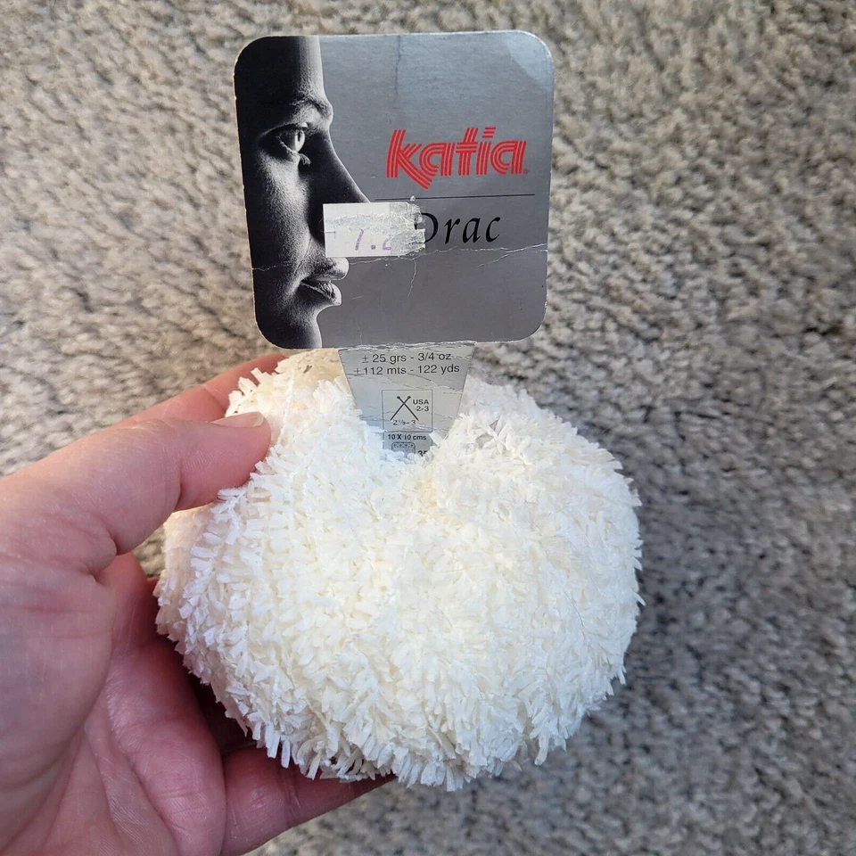 Katia Yarn White Drac 1 ball Nylon Fuzzy  25g 122 yds Color 1 Lot 24531 DISC - Image 1 of 4