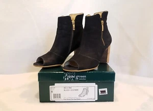 PAUL GREEN Bellini Black Leather Open Toe Ankle Boots, With Box, US Size 8 - Picture 1 of 9