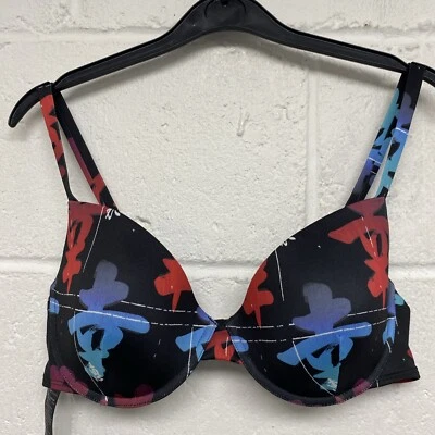 Emporio Armani Black  Colourful Print Underwired Bikini Top Size XL PCA - Изображение 1 из 4
