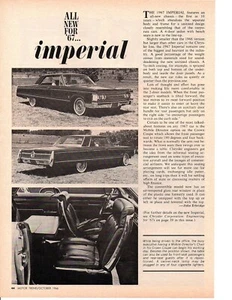 1967 CHRYSLER IMPERIAL ~ ORIGINAL NEW CAR PREVIEW ARTICLE / AD - Picture 1 of 1