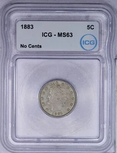 1883 Liberty Nickel 5C ICG MS63 No Cents - Picture 1 of 4