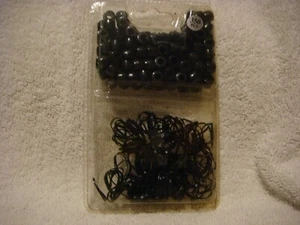 Pony Beads in black with bands for braiding, dummy clips, bracelets, arts/crafts - Picture 1 of 4