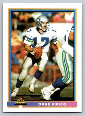1991  Bowman #500 Dave Krieg Seattle Seahawks - Image 1 of 2