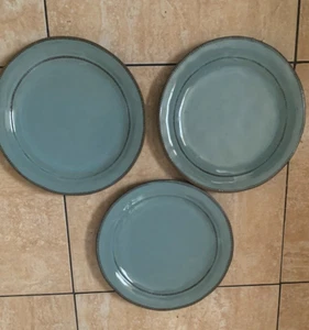 Set di 3 piatti da cena Laurie Gates Valencia Teal 11" retro in terracotta - Foto 1 di 5