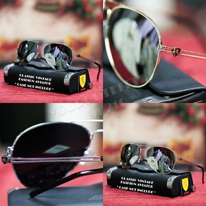 Gafas de sol Espejo completo diseñador piloto retro aviador marco dorado plateado Khan nuevas - Imagen 1 de 6