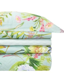 NWT Bouquets Queen Flat Sheet + 2 Shams 3PC Yves Delorme Floral Graphic France - Picture 1 of 8