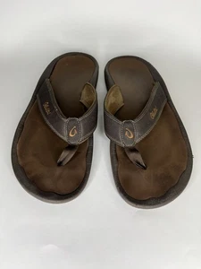 OluKai Ohana Men's Size 10 Flip Flop Slip On Thong Sandals Brown Synthetic - Picture 1 of 14