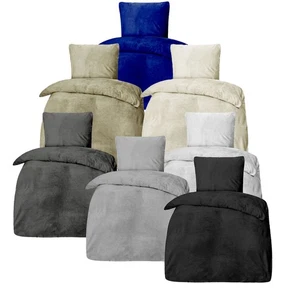 Bettwäsche Winter Plüsch Samt Touch Fleece Uni  155x220 80x80cm - Bild 1 von 87