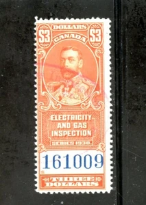 LOT 28864 USED FEG6 ELECTRICITY AND GAS INSPECTION STAMP KING GEORGE V CANADA - Picture 1 of 2