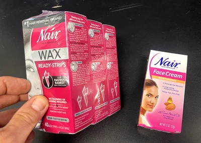 Lote de 3 (120) tiras listas para cera depiladora Nair bikini facial + crema extra OFERTA Foto 1 de 2