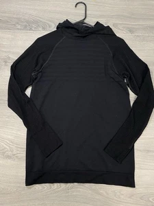 Lululemon Keep The Heat Thermal Hoodie Shirt Mens Medium Black Thumbholes Wool - Picture 1 of 8