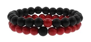 Black Onyx & Red Howlite Bracelet | Leo, Aries & Scorpio Birthstone | Root & - Picture 1 of 1