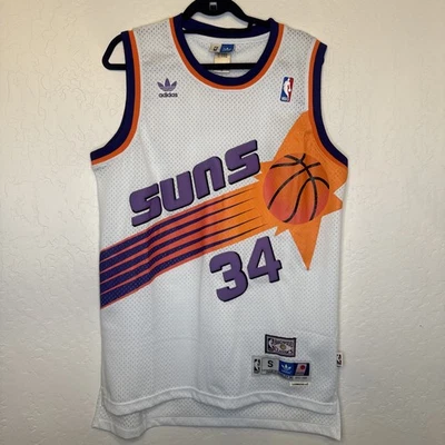 Camiseta deportiva Phoenix Suns para hombre pequeña blanca NBA baloncesto Charles Barkley 34 Adidas Foto 1 de 4