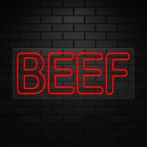 Insegna Neon Manzo per Espositori al Dettaglio | LED Flex Neon | 30"W x 12"H x 1"D - Foto 1 di 4