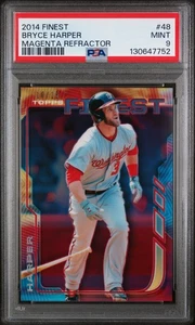 Bryce Harper #'d /15 - 2014 Topps Finest Magenta Refractor SP #48 PSA 9 MINT - Picture 1 of 2
