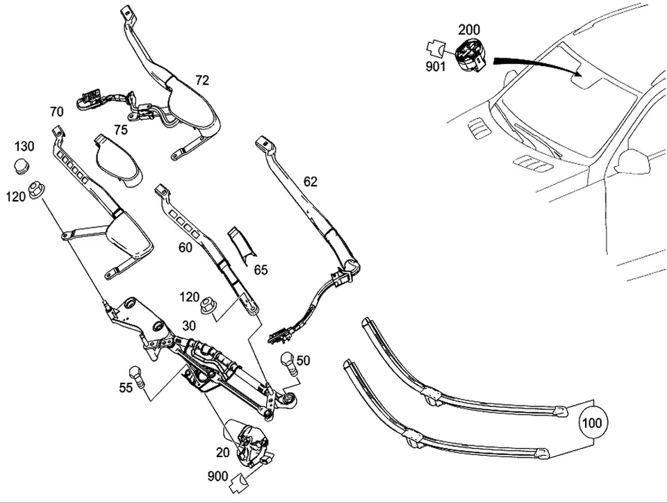 Kit de piezas limpiaparabrisas originales Mercedes-Benz 166-820-10-45-28 Foto 1 de 1