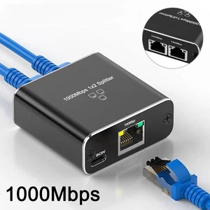 RJ45 adapter splitter 1 to 2 Ethernet LAN splitter network cable CAT5/6/7/8 - Afbeelding 1 van 12