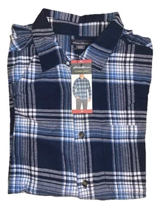 Eddie Bauer Herren Bristol Flanell Hemd Gr. XL blau kariert Button Down Neu mit Etikett - Bild 1 von 2