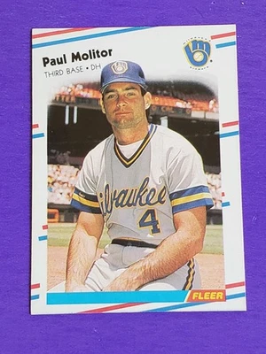 Tarjeta coleccionable de béisbol Fleer Paul Molitor 1988 #169 envío gratuito Foto 1 de 2