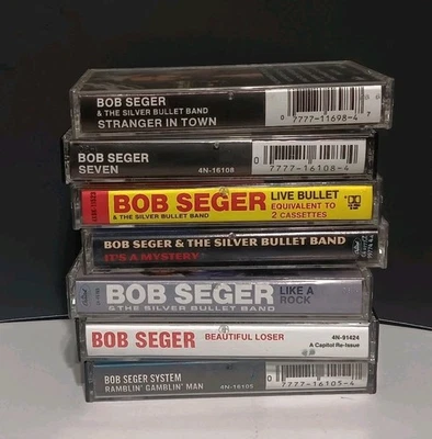 Bob Seger Cassette Tape Lot Of 7 Seven Live Bullet Ramblin Gamblin Man Foto 1 de 4