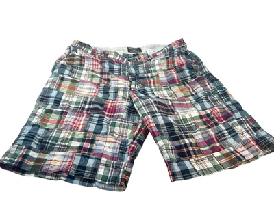 vtg American Living Chino Shorts Men's 42 Multicolor Plaid Patchwork Madras - Image 1 of 4
