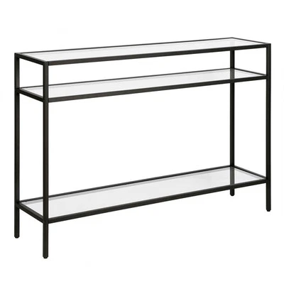Henn&Hart 42" Blackened Bronze Metal/Glass Console Table - Image 1 of 4