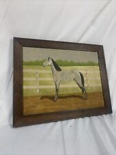 Early 1900s horse painting folk art Framed