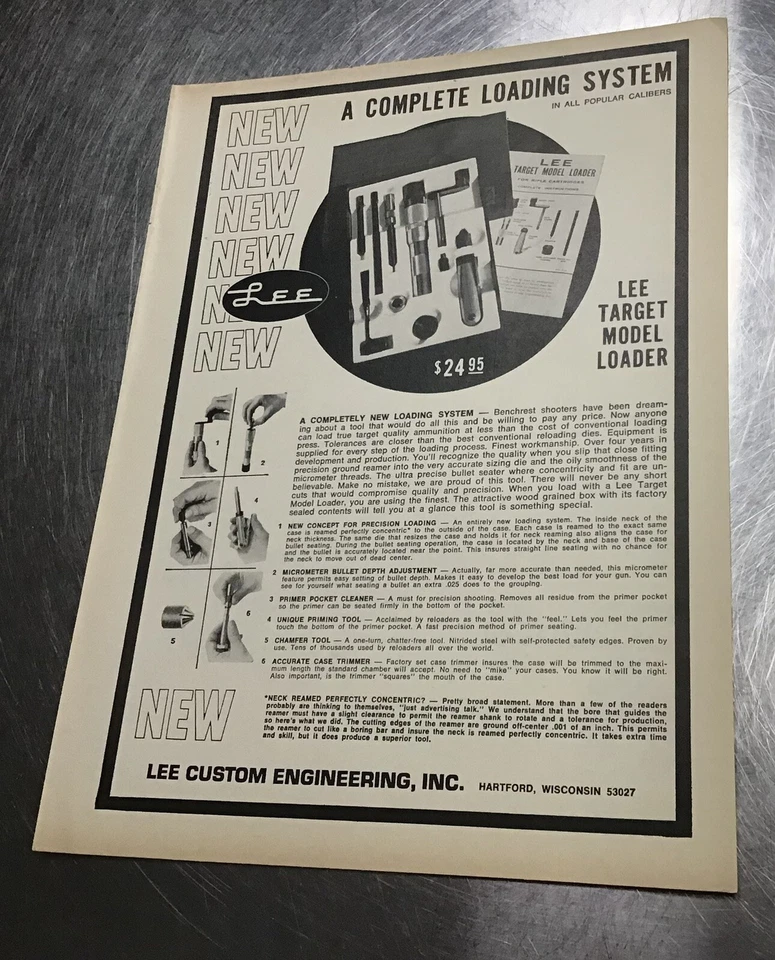 Anuncio impreso de recarga Lee vintage munición recarga de armas de fuego #516 Foto 1 de 1