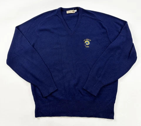 Vintage Los Angeles Rams Sweater Men’s Size XL Blue V-Neck Made In USA Cover