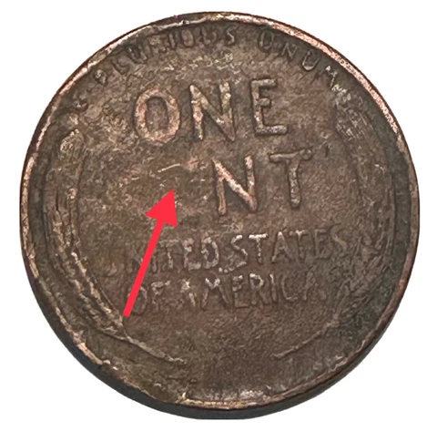 1940 Wheat Cent Penny Struck Through Grease Error Letter C And E Missing Cover
