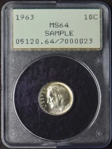 1963 Roosevelt Silver Dime - PCGS MS64 Gen 1.2 Rattler Sample Slab ✪COINGIANTS✪ - Picture 1 of 2