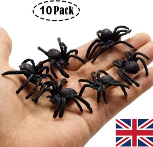 10 Kunststoff Spinnen Halloween Fasching Karneval Streudeko Tisch-Deko Schwarz - Bild 1 von 12