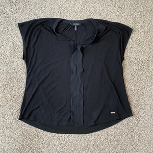 Ellen Tracy Womens Black Short Sleeve Top V Neck Size 1X - Picture 1 of 8