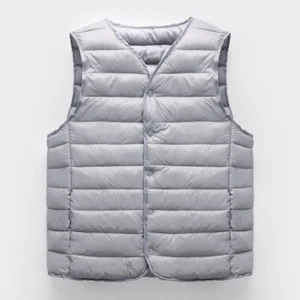 Gilet Matelassé Pour Hommes Veste Puffer Sans Manches Col En V Chaud - Imagen 1 de 14